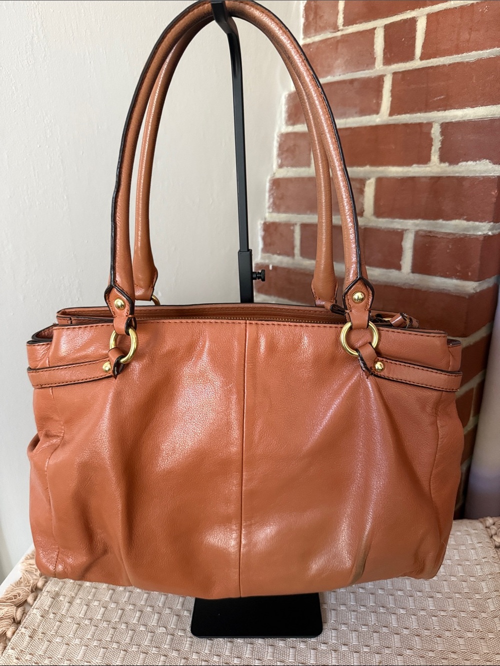 Coach Ashley Gathered Leather Satchel Brown Cognac - Picture 3 of 9
